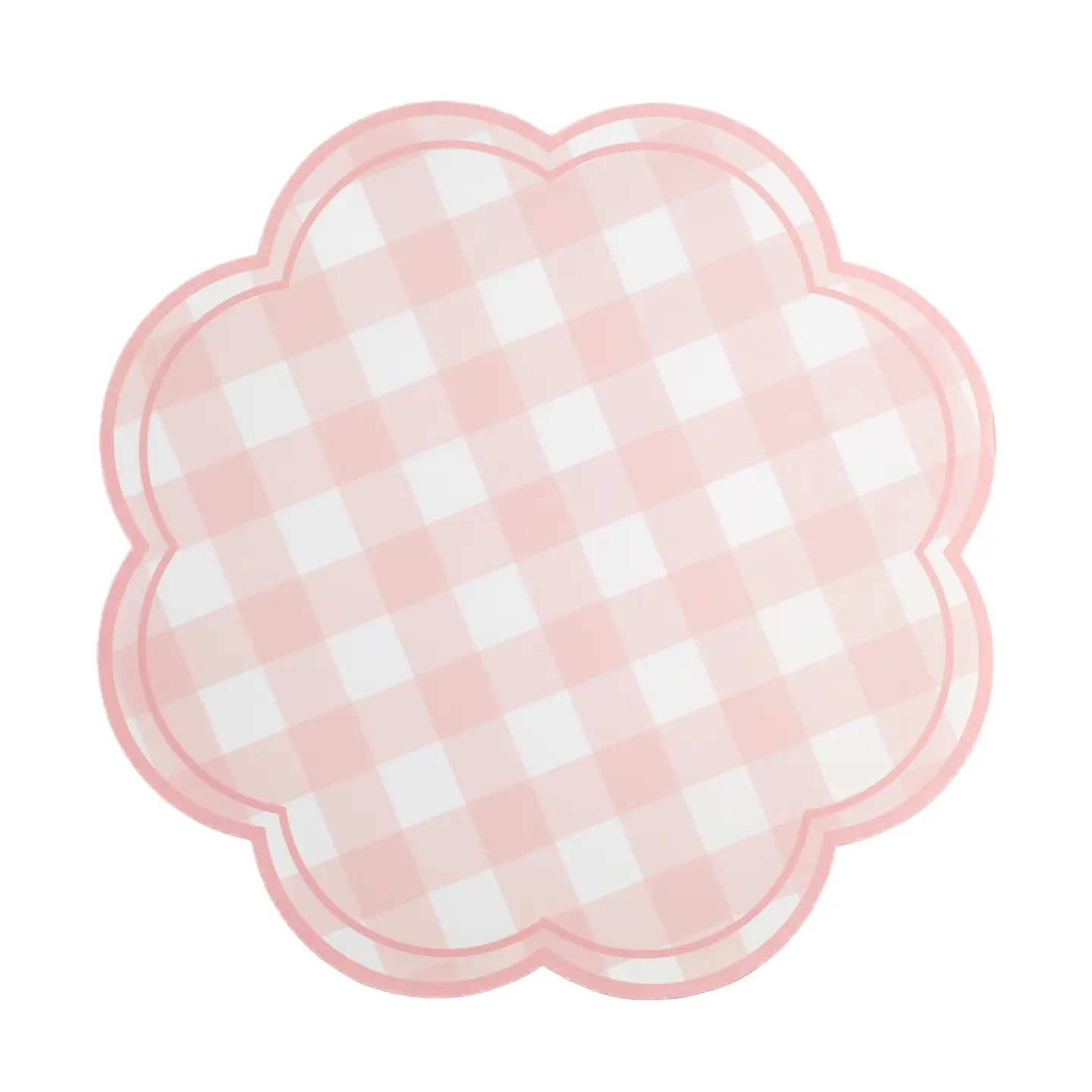Pink Gingham Soft Scalloped Placemats