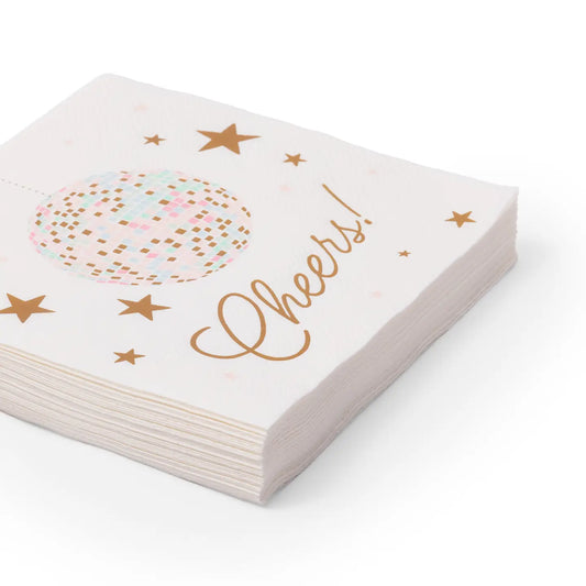 Pink Disco Ball Beverage Napkins