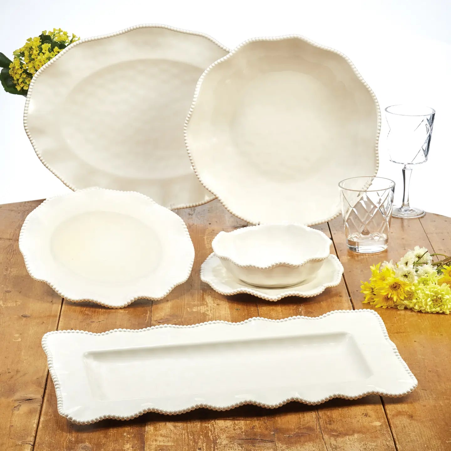 Perlette Cream Dinner Plates
