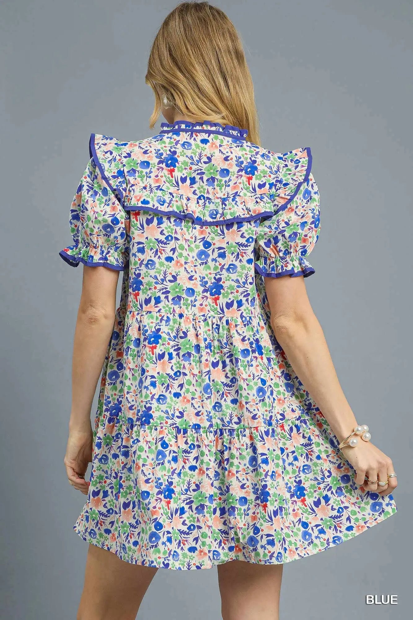 Ruffle Trim Floral Babydoll Dress