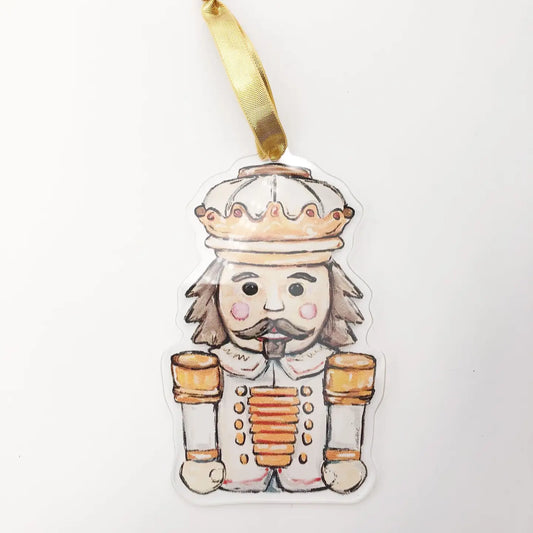 Acrylic White Gold Nutcracker Ornament