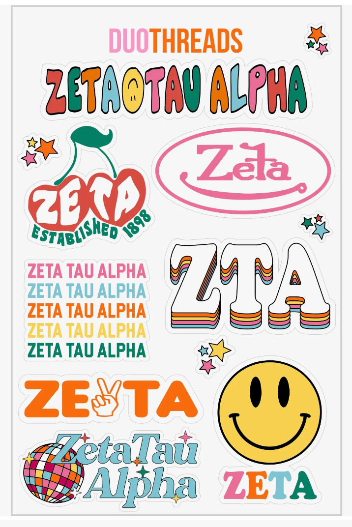 Sorority Rainbow Sticker Sheet