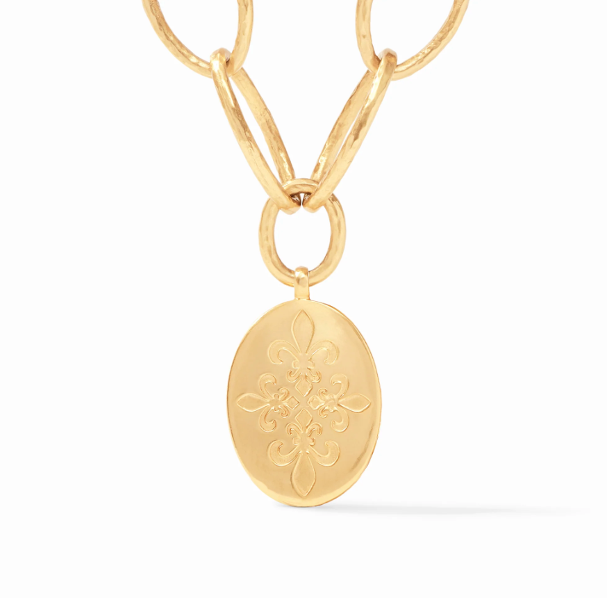 Fleur-de-Lis Statement Necklace - Iridescent Bahamian Blue