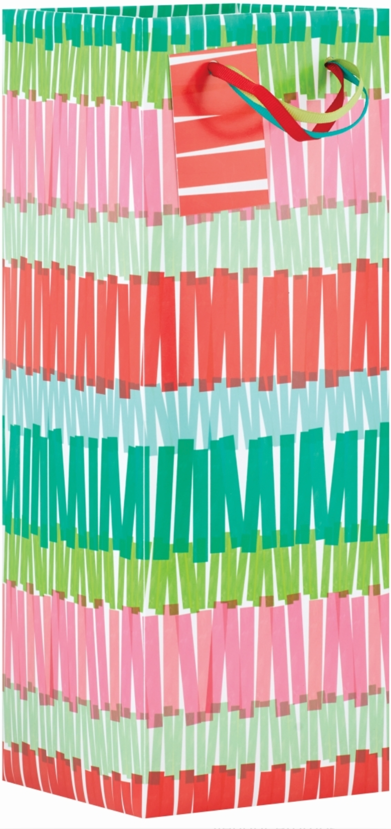 Holiday Fringe Wine Bottle Gift Bag