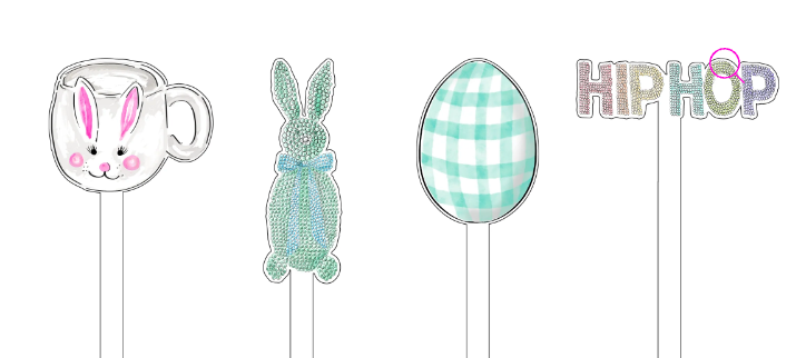 Hip Hop Bunny Acrylic Party Pick Sticks Combo