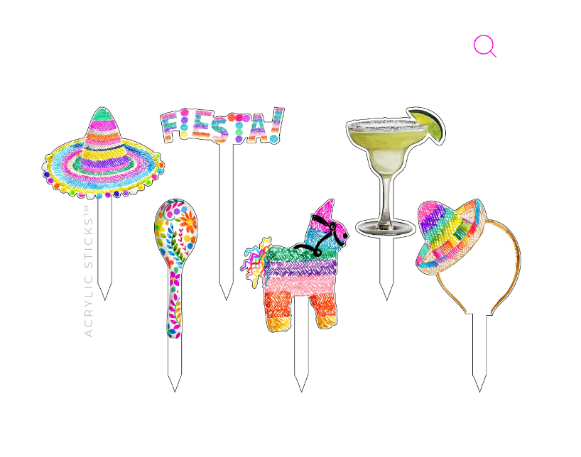 Let's Fiesta Acrylic Party Pick Sticks Combo