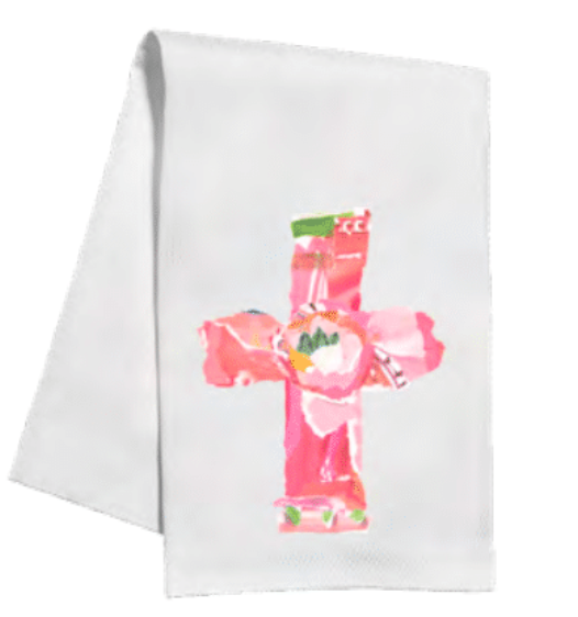 Pink Cross Tea Towel