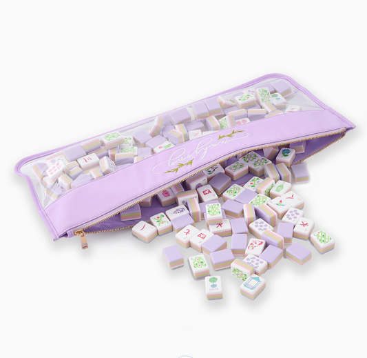 Lilac Script Mahjong Bag