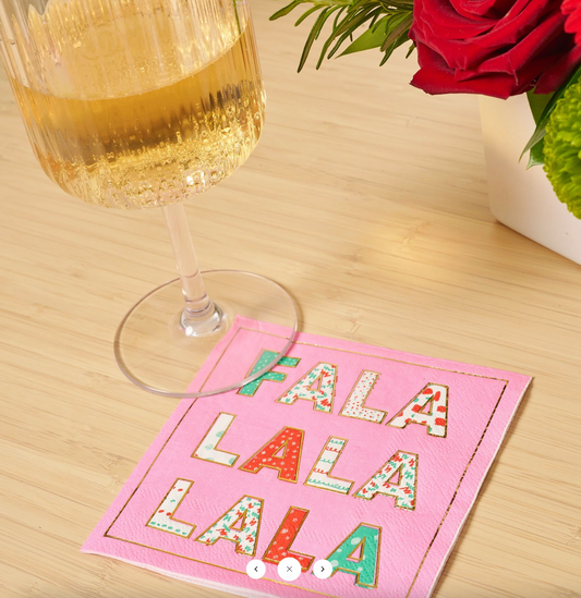 Pink Falalalala Beverage Napkins