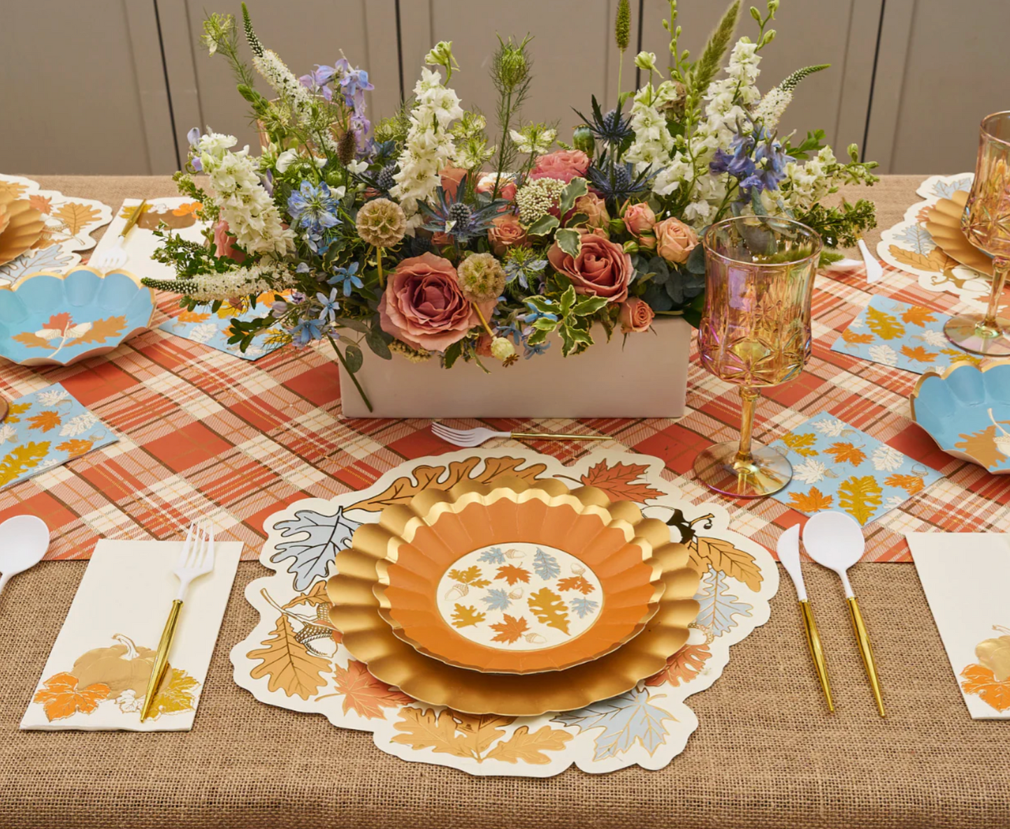 White Cocktail Forks w/ Gold Handle