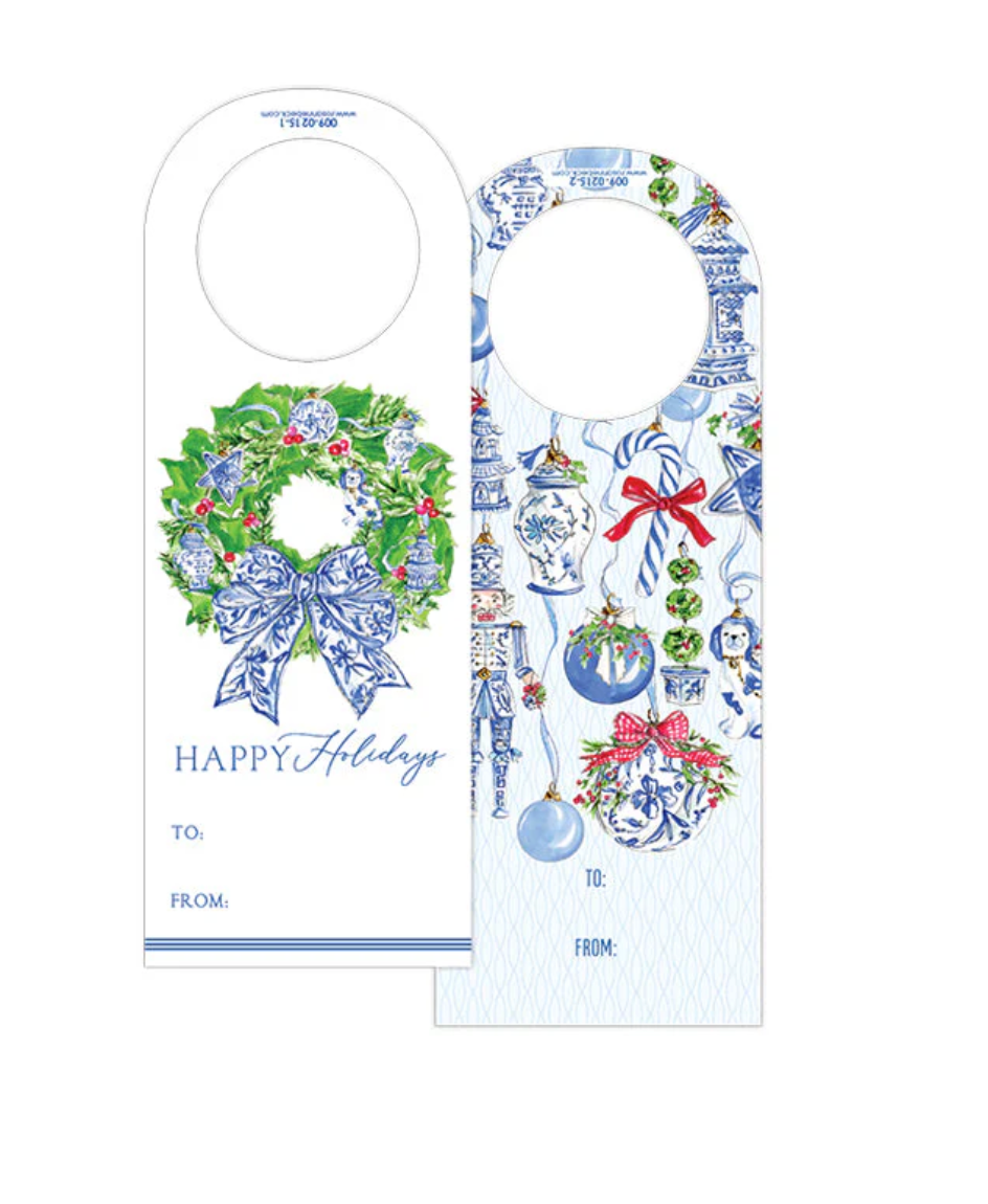 Blue Chinoiserie Ornament Hanging Pattern Wine Tag