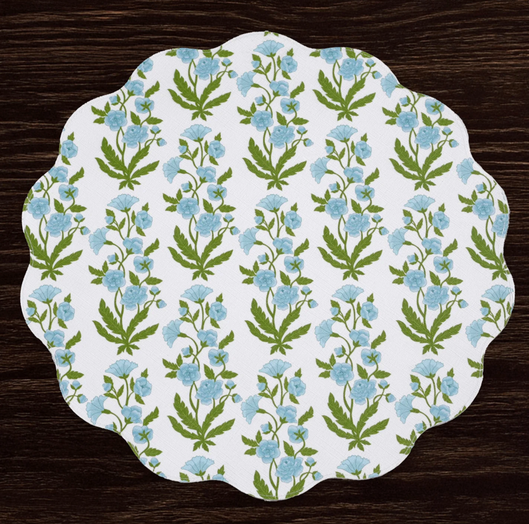 Teal & Green Blooms & Branches Placemats - Set of 4