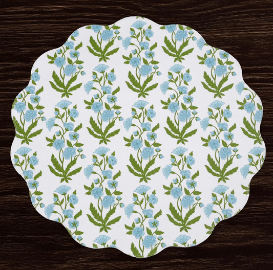 Teal & Green Blooms & Branches Placemats - Set of 4