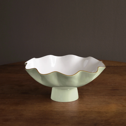 Carola Large Pedestal - Pistachio & White