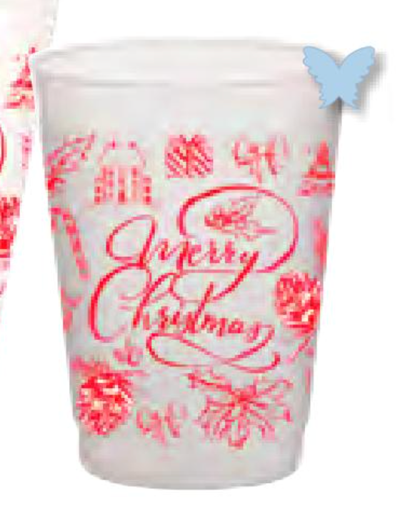 Merry Christmas Red Toile Shatterproof Cups