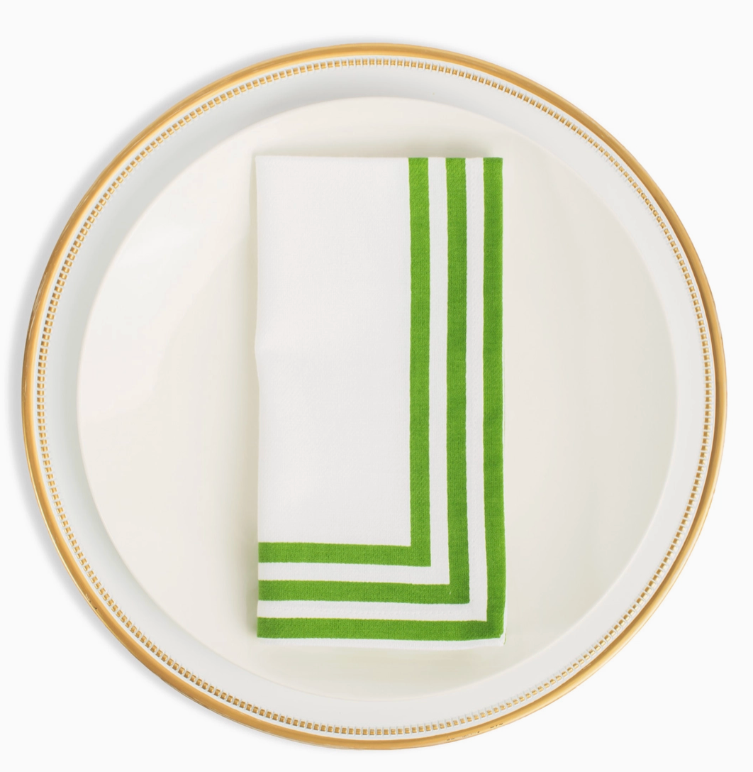 Erin Napkin White/Green 18x18