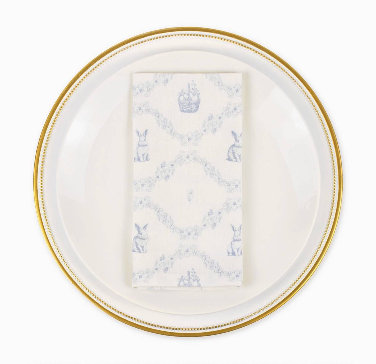Morgan Bunny Napkin White/Blue 18x18
