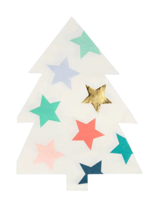 Patterned Christmas Tree Diecut Napkins