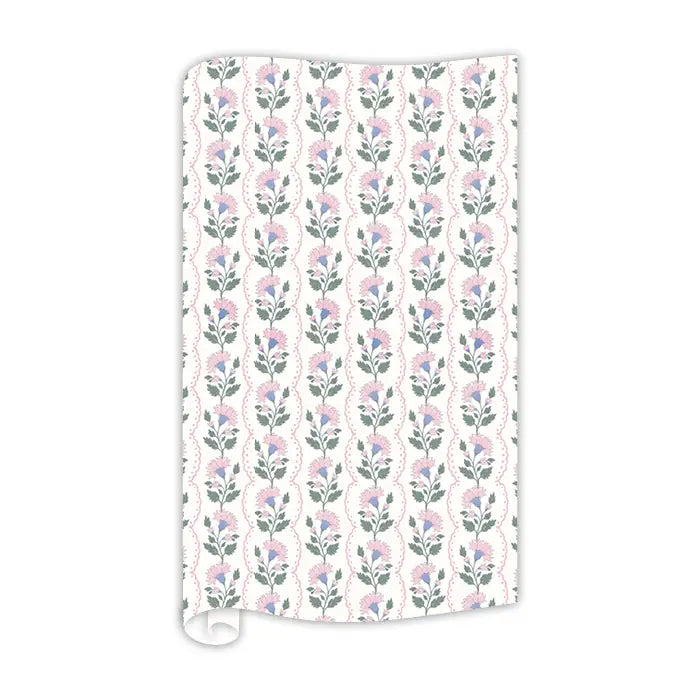 Blush Floral Stripe Wrapping Paper