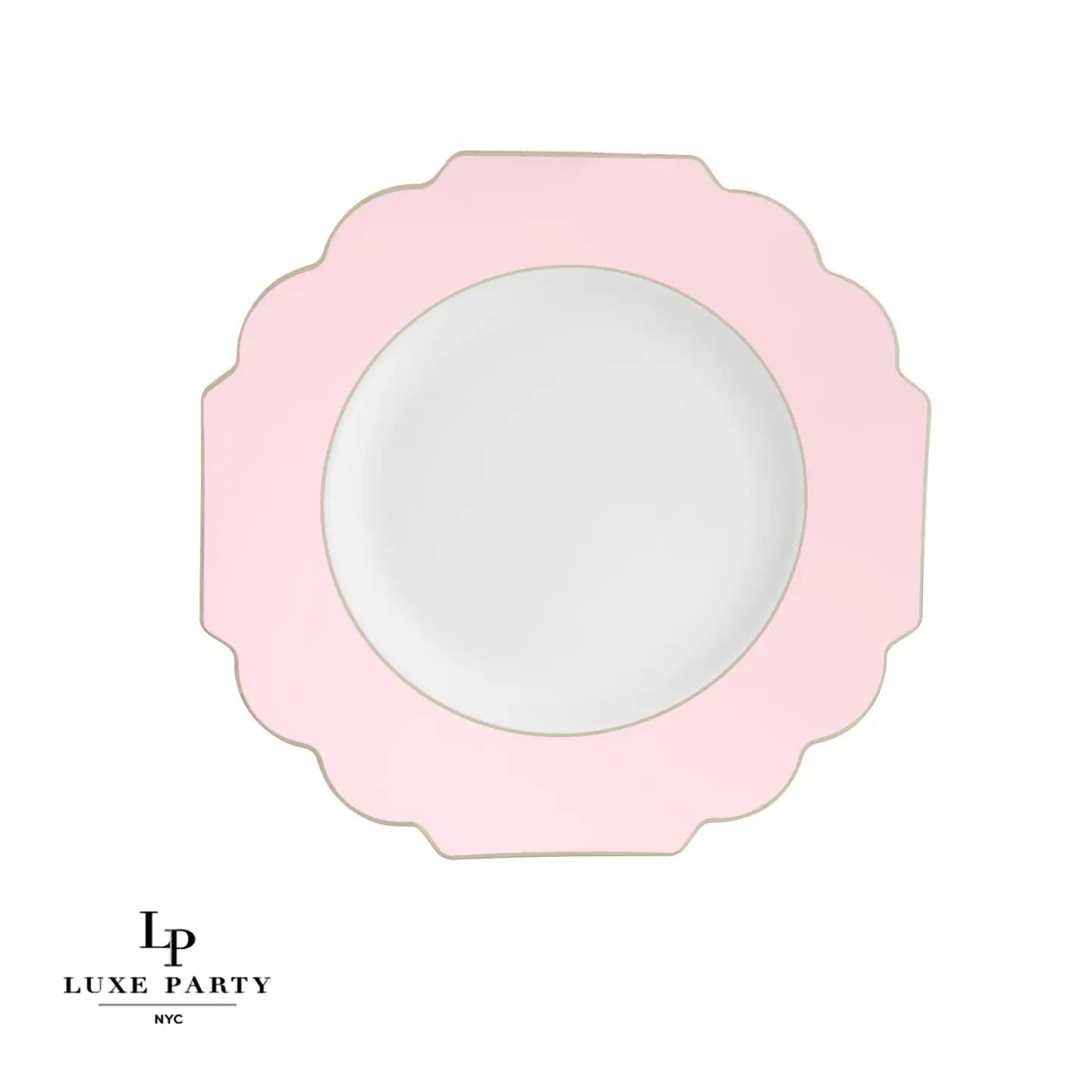 Scalloped Blush w/ Gold Plastic Dinner Plates