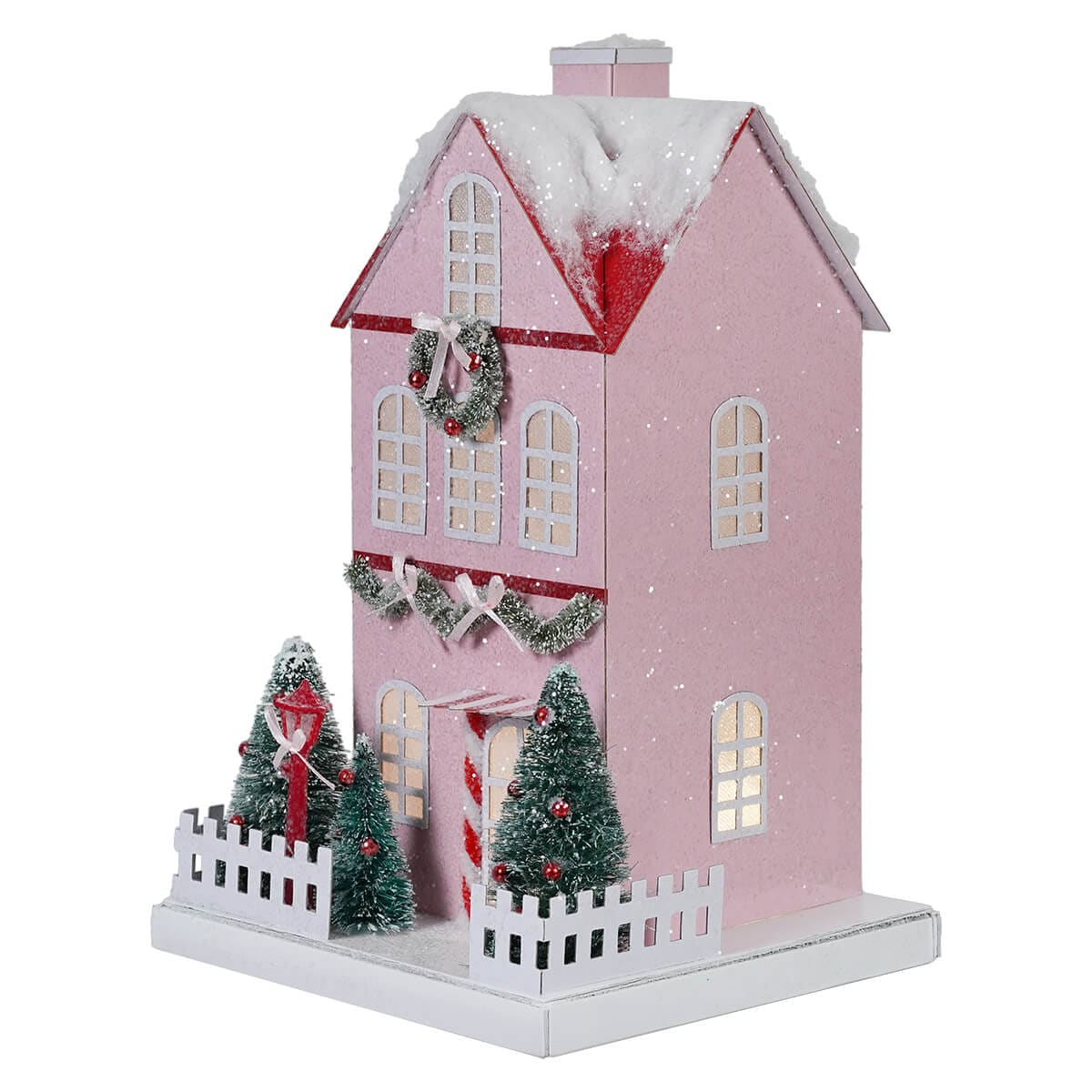 Lighted Pink Paper House