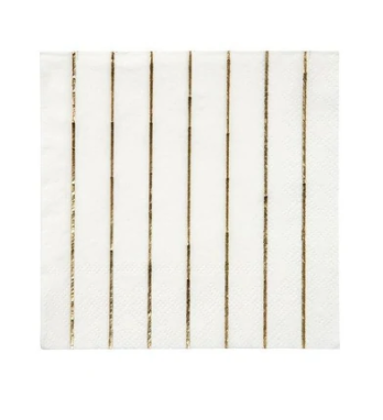 Metallic Gold Striped Beverage Napkins