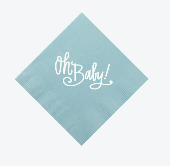 Oh Baby! Beverage Napkins - Blue