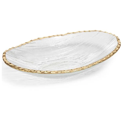 Textured Bowl with Jagged Gold Rim - Small