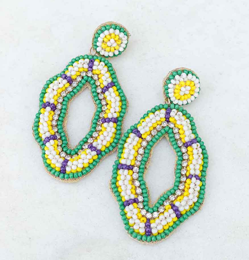 King Cake Beaded Earrings