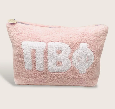 Sorority Greek Letter Teddy Pouch - Blush