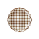 Harvest Scalloped Brown Plaid Dinner Plates