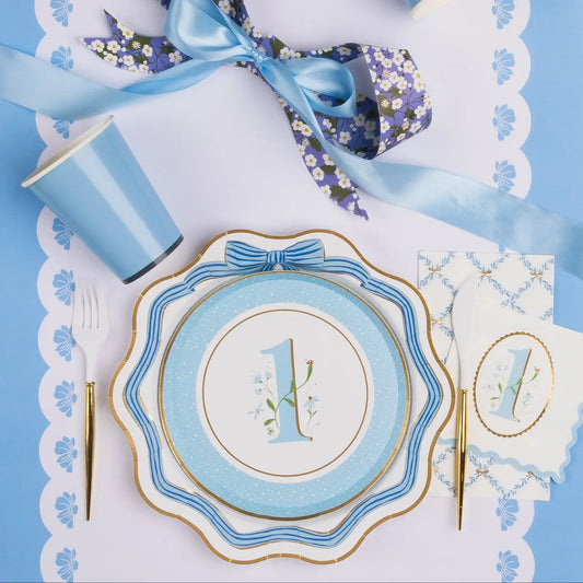 1st Birthday Sky Blue Beverage Napkins