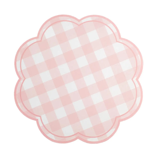 Pink Gingham Soft Scalloped Placemats