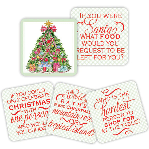 Christmas Tree w/ Red Bows Conversation Coasters