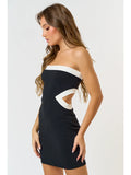 Contrast Cut Out Waist Tube Bodycon Dress