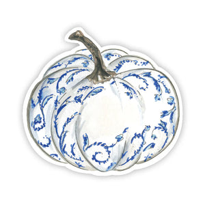 Handpainted Pumpkin Blue and White Cup Accents