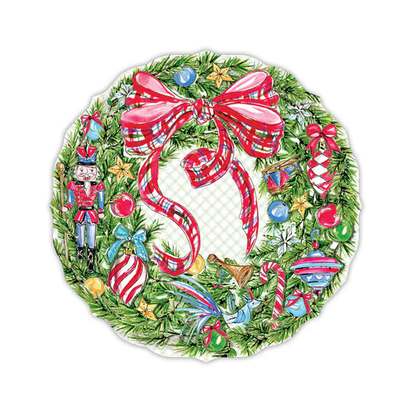 Christmas Wreath w/ Plaid Bow Posh Diecut Placemats