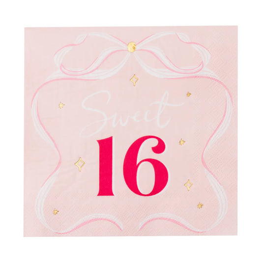 Sweet 16 Bow Dinner Napkins