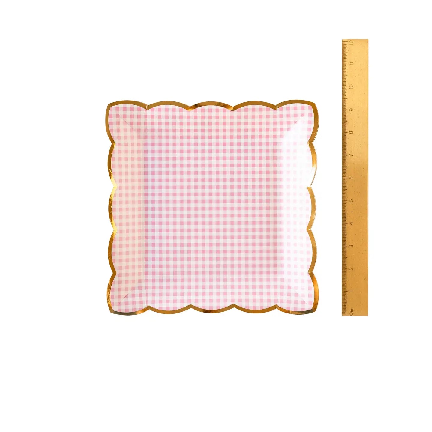 Pink Gingham Dinner Plates