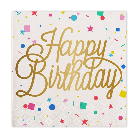 Happy Birthday Confetti Beverage Napkins