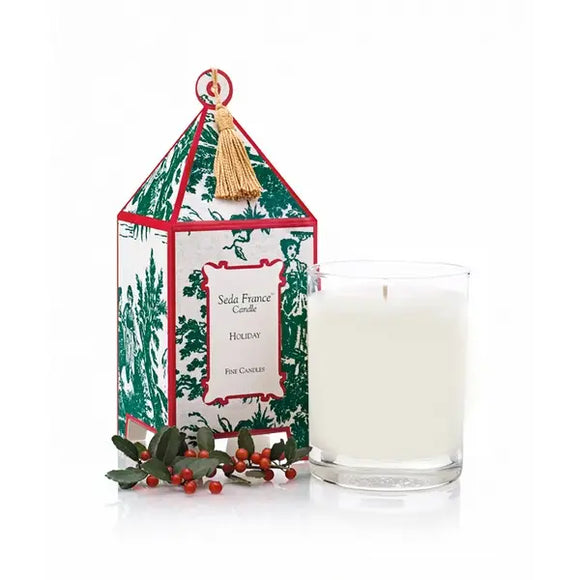 Holiday Classic Toile Pagoda Box Candle