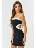 Contrast Cut Out Waist Tube Bodycon Dress