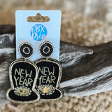 New Year Hat Beaded Earrings