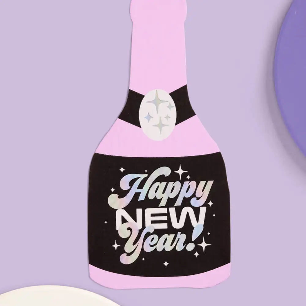 Happy New Year Champagne Bottle Diecut Napkins