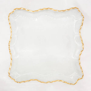 Montague Square Serving Tray - Clear/Gold