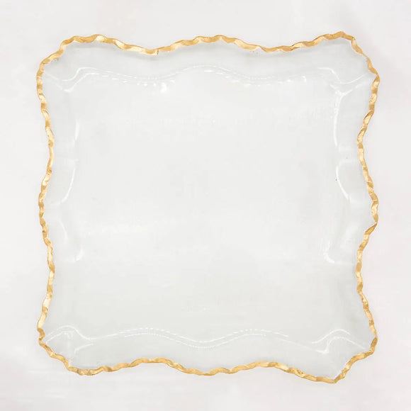 Montague Square Serving Tray - Clear/Gold