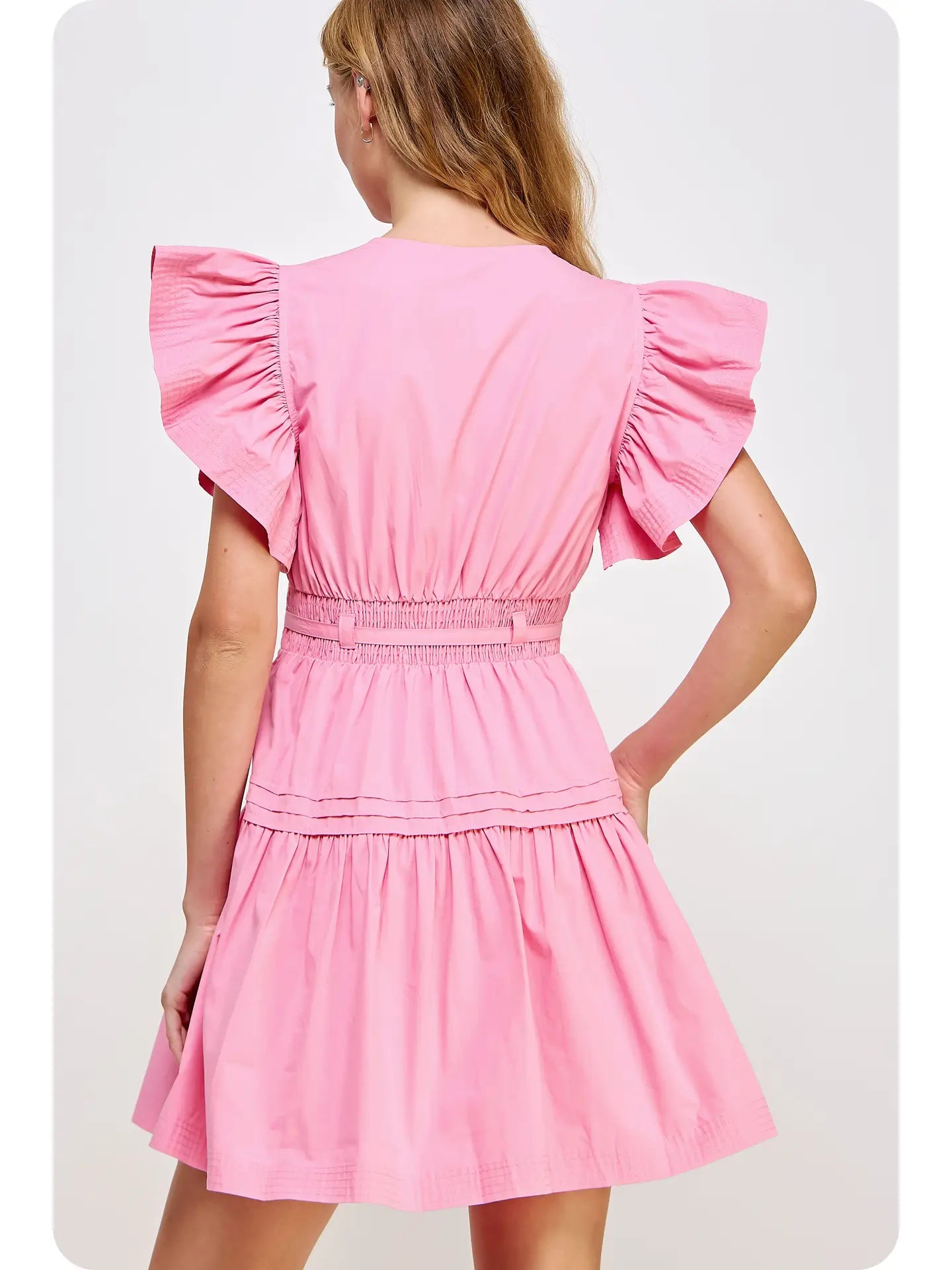 Flutter Sleeve Poplin Mini Dress