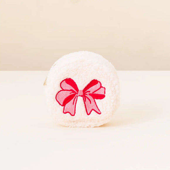 Red Bow Circle Teddy Pouch