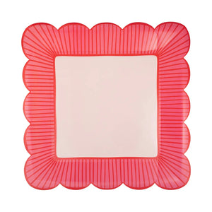 Striped Edge Scalloped Square Plates