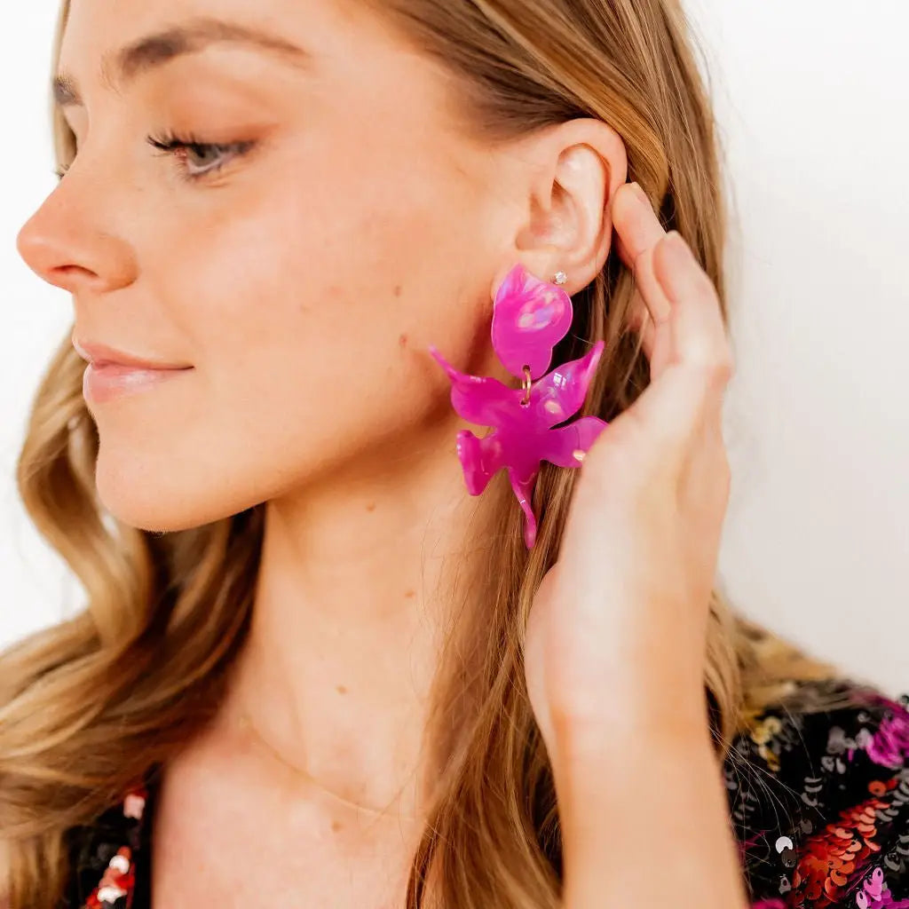 Flora Statement Earrings - Orchid Purple